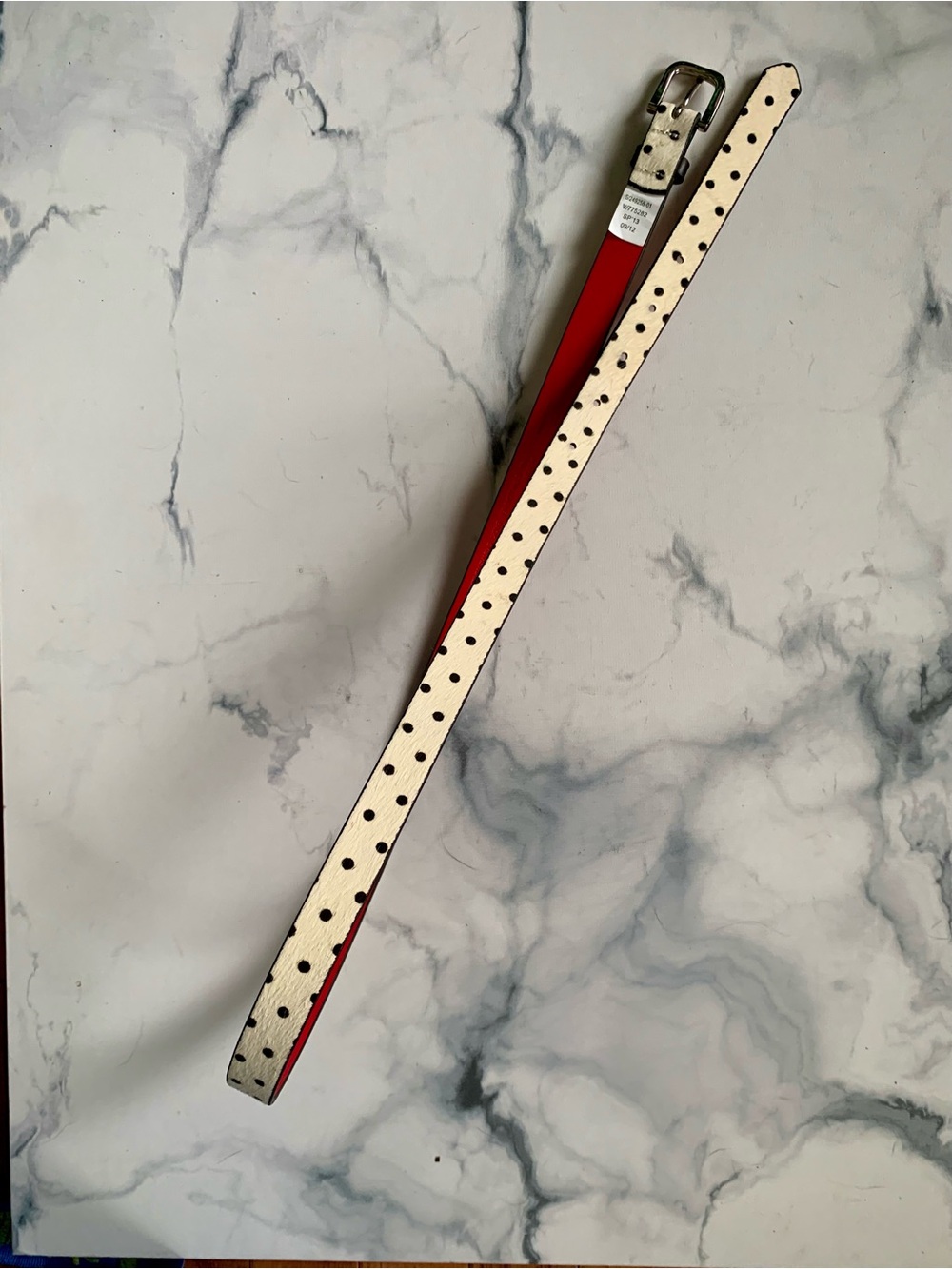 GAP Polka Dot Calf-Hair Skinny Belt - Cream & Red Women’s Sz M